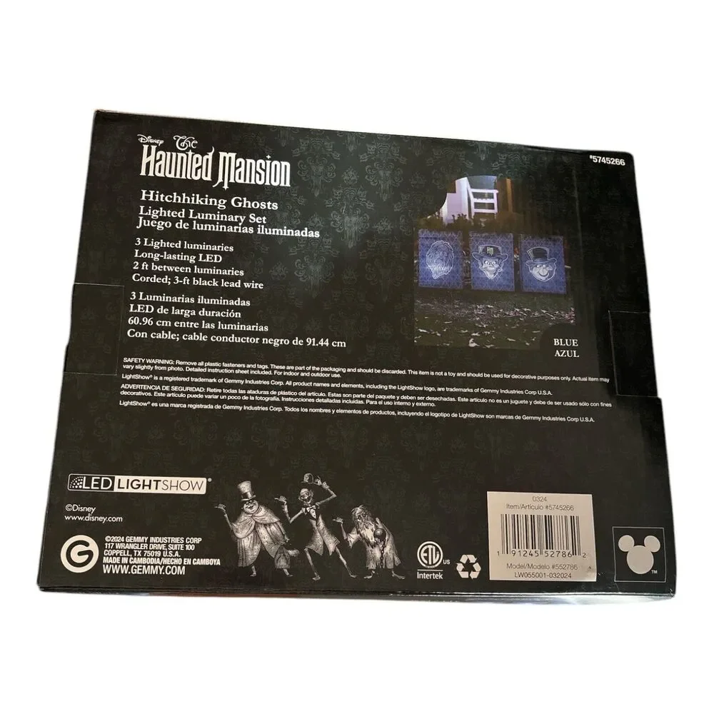 Disney Gemmy Haunted Mansion Hitchhiking Ghosts Lighted Luminary Set Halloween